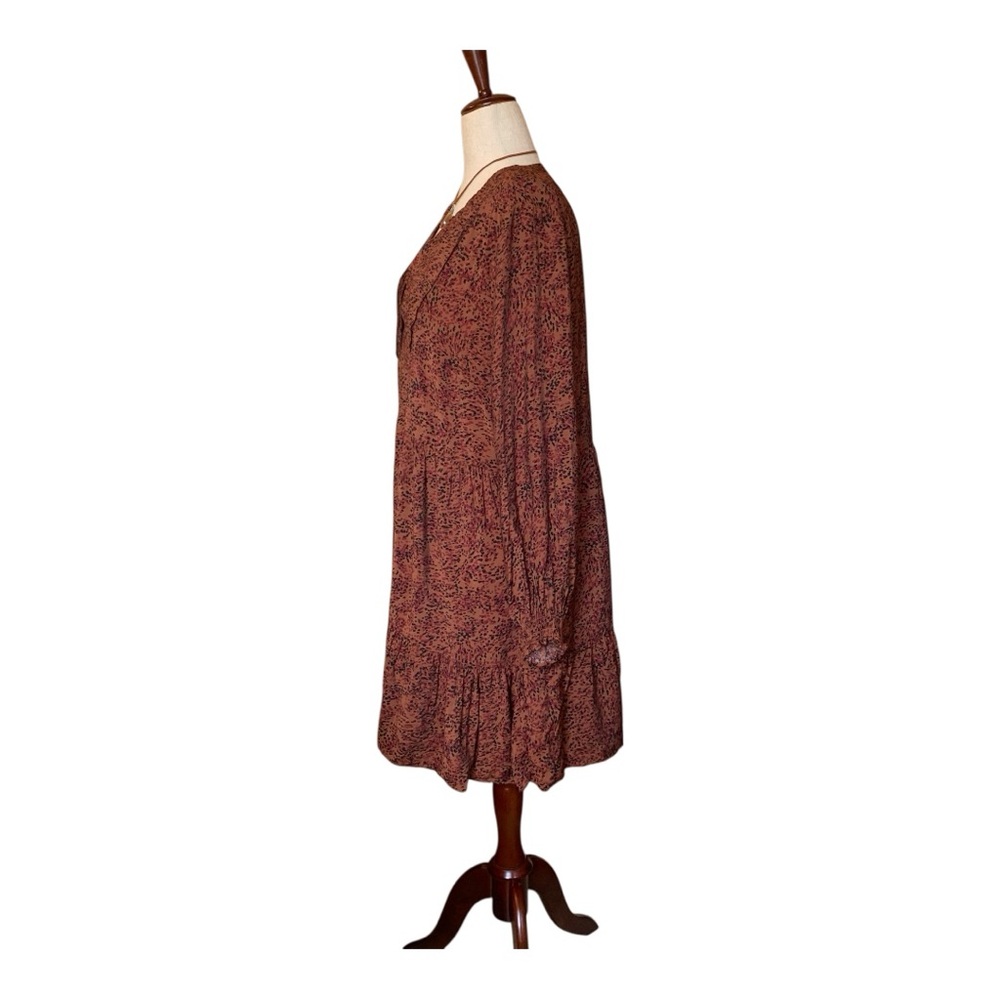 Terra & Sky Long Sleeve Rust Pleated DressTiered Babydoll Style SZ 1X 16-18 - Picture 3 of 14